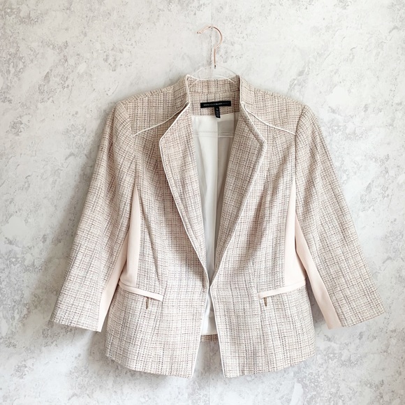 Whbm Blush Pink Cream Tweed Jacket 